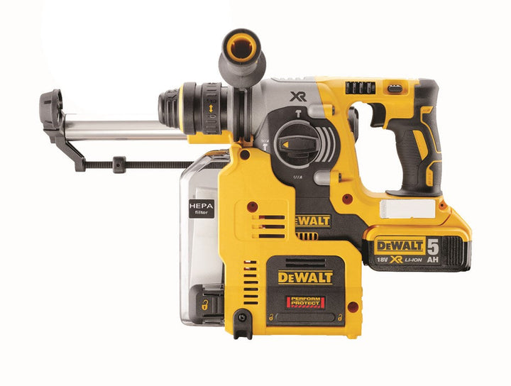 DeWalt DCH275P2-QW Combihamer 2X5.0Ah  + Stofafzuiging D25303DH + Snelwisselh.